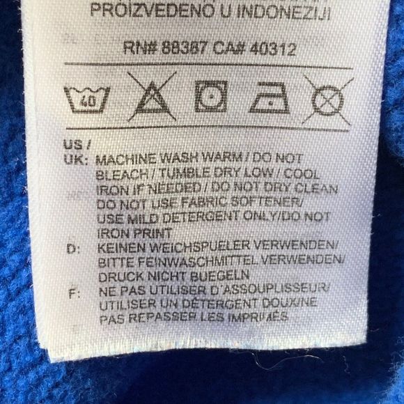 Adidas Big Logo Hooded Sweatshirt Royal Blue Pullover Heavy Warm Size 2XL - Picture 13 of 13